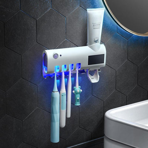 Toothbrush Sanitizer Family Case with UV Light and Toothpaste Dispenser