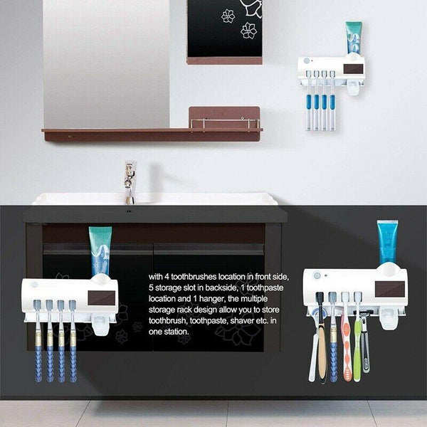 Toothbrush Sanitizer Family Case with UV Light and Toothpaste Dispenser
