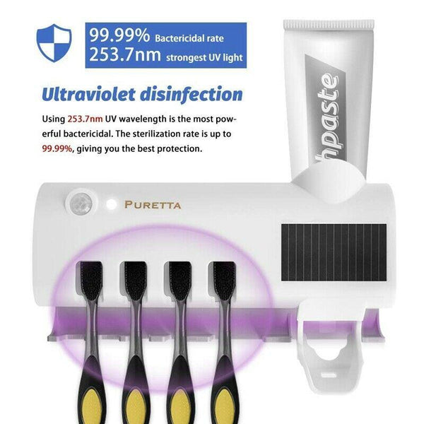 Toothbrush Sanitizer Family Case with UV Light and Toothpaste Dispenser